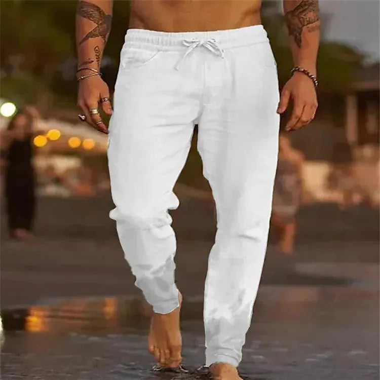 Men's Solid Color Cotton Linen Loose Beach Casual Pants - Bellarte Enchanté Men's Solid Color Cotton Linen Loose Beach Casual Pants